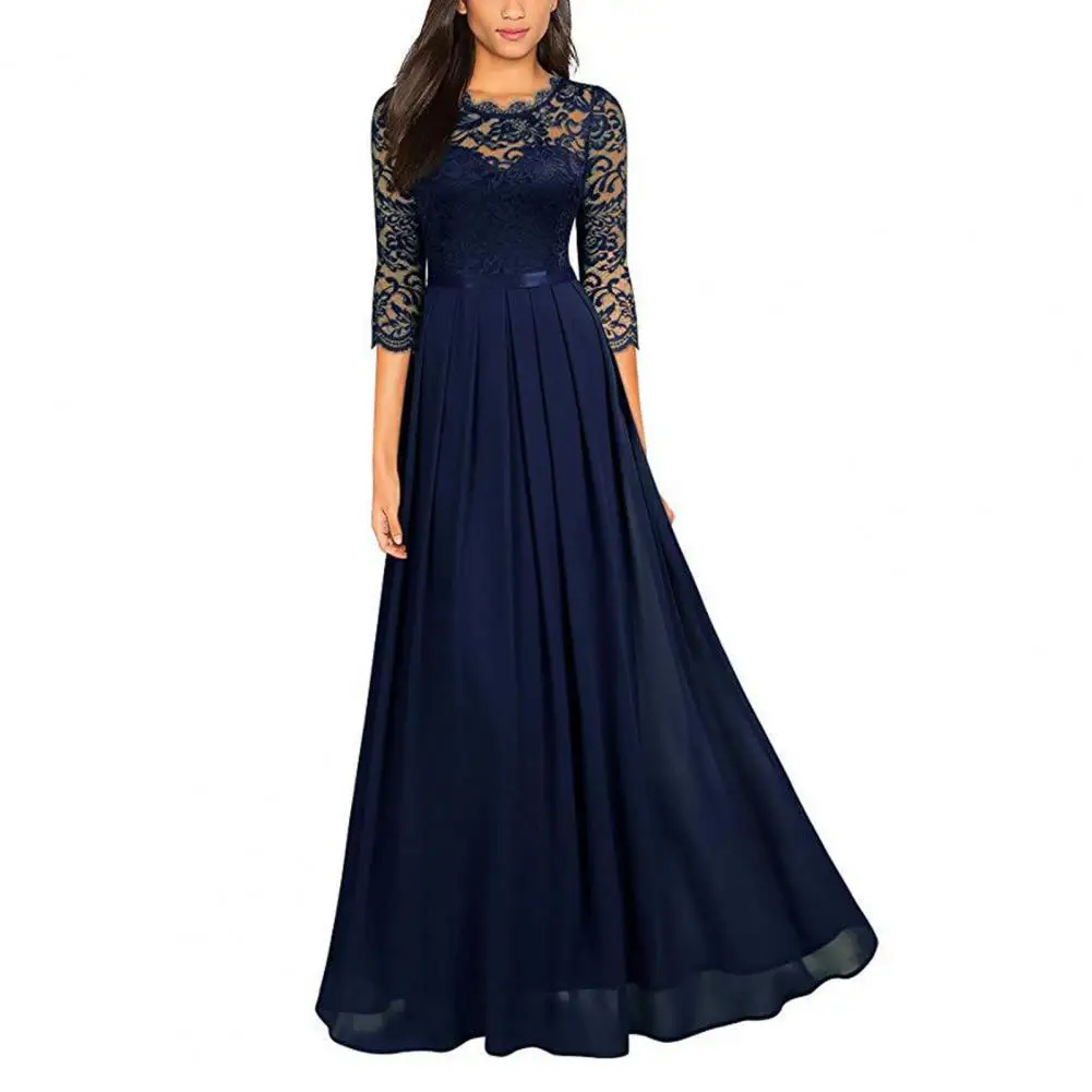 

2023 Summer 3/4 Sleeve 3XL 4XL 5XL Elegantes Chiffon Dress Women Long Dresses Sexy O-neck Luxury Boho Evening Maxi Party Dress