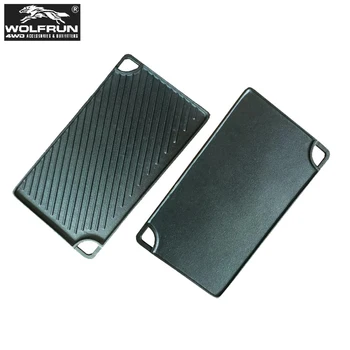 Heavy Duty Black Korean Camping BBQ Pan BBQ Grill Pan Reversible Cast Iron Grill Griddle for Use on Stove Grill or Campfire