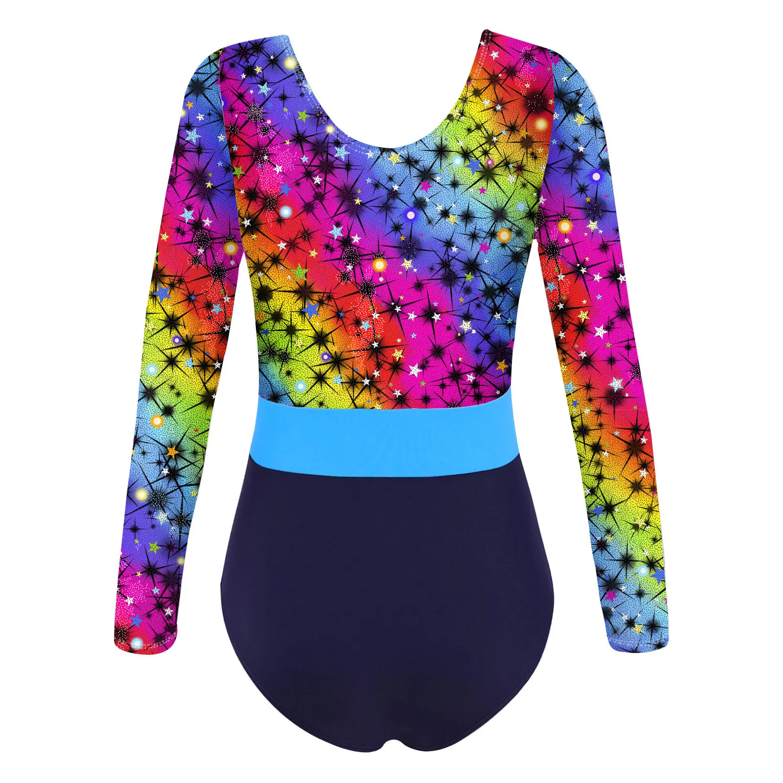 Ballet Leotard Dance Leotard Toddler Girls Gymnastics Swimwear Swimsuit for Dancing Colorful Print Ballet Leotards Round Neck Long Sleeves Bodysuit Jumpsuit