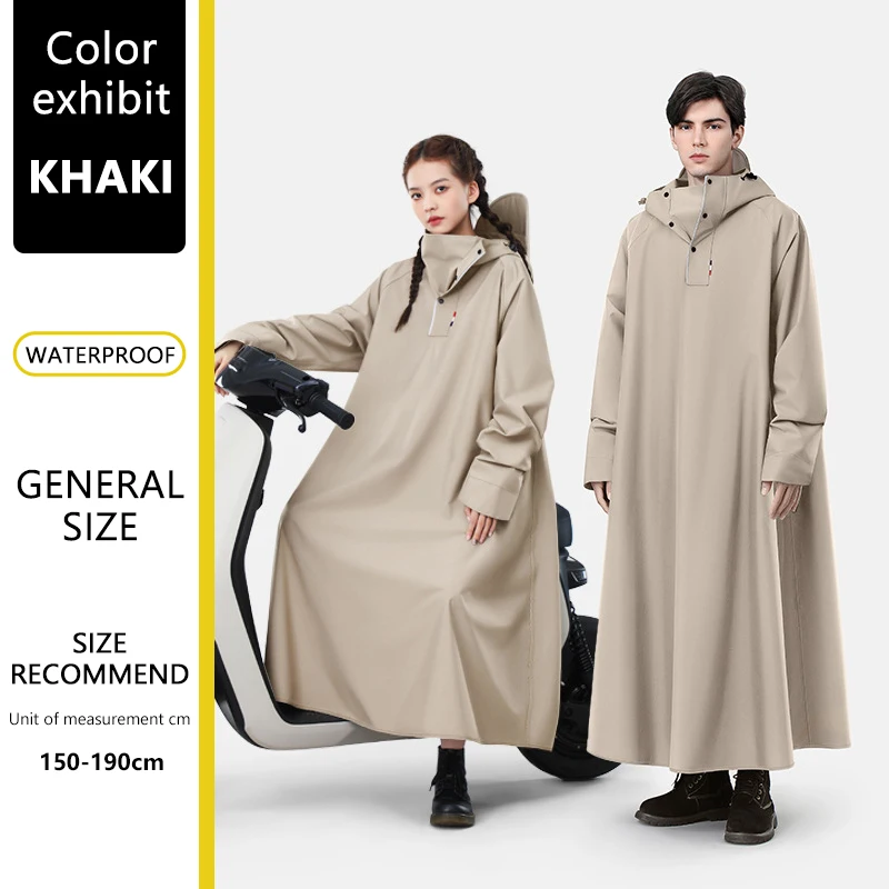BLALION Waterproof Oversized Hooded Rain Poncho - Unisex Fashionable Long Raincoat