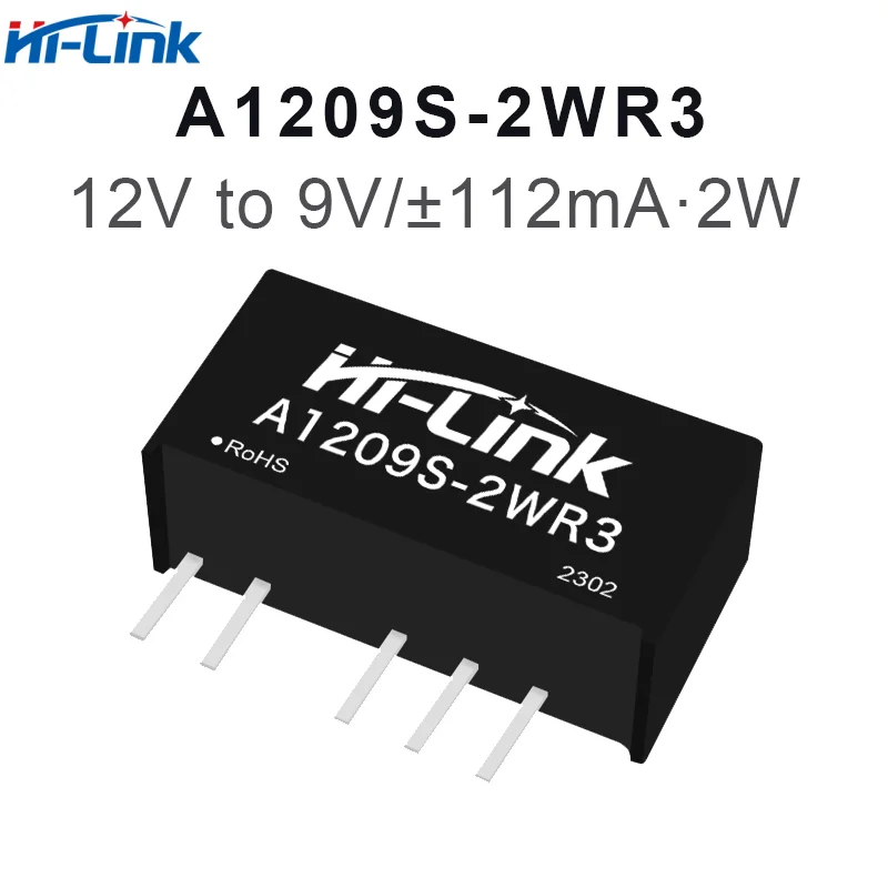 

2pcs/lot Hi-Link DC DC A1209S-2WR3 2W 12V to 9V 112mA Power Supply Module Dual Output Intelligent Converter A1205S A12015S mini