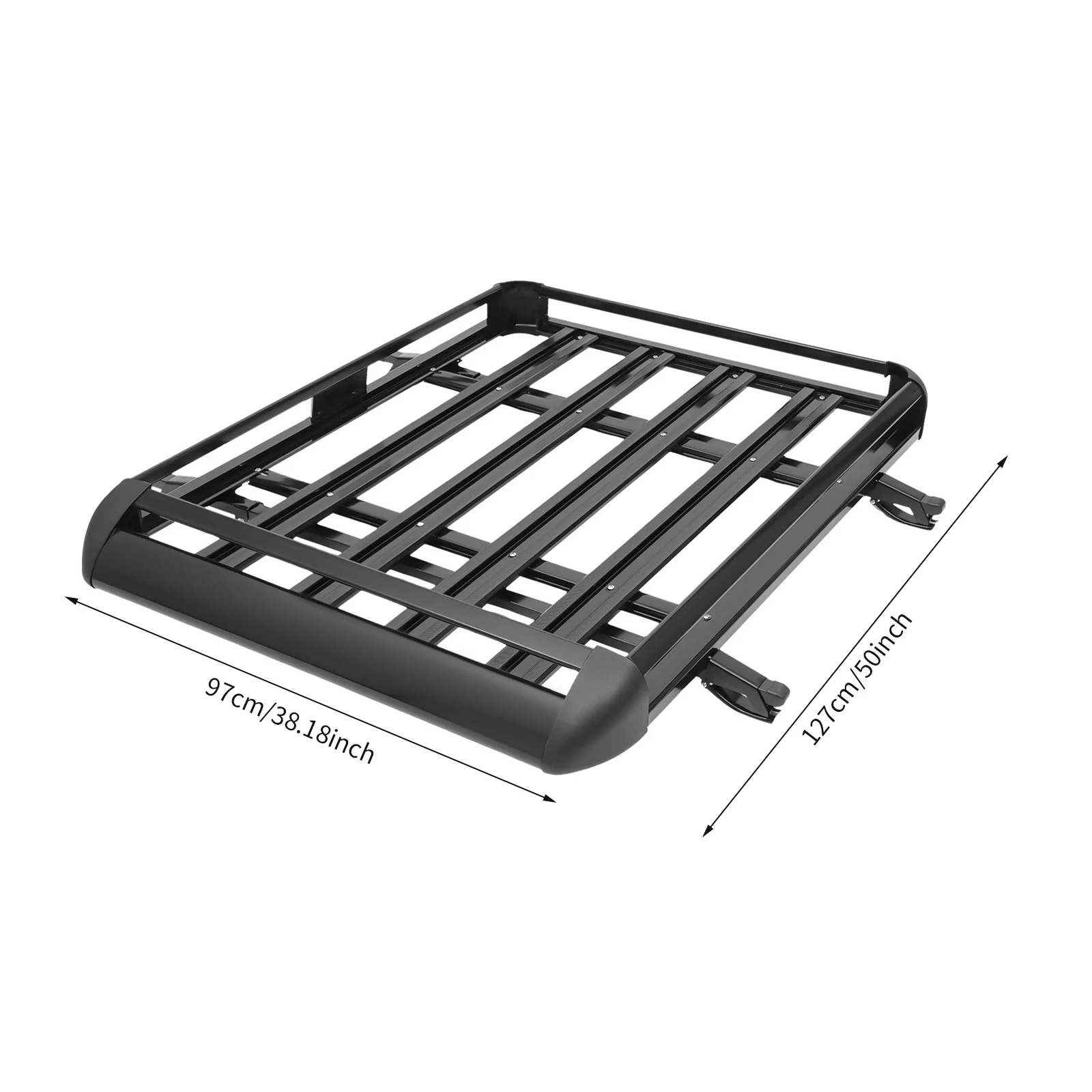 Großer schwarzer Dachgepäckträger aus Aluminiumlegierung, Ladekapazität 68 kg/150 lbs für universelle SUV-Modelle – Detail 3