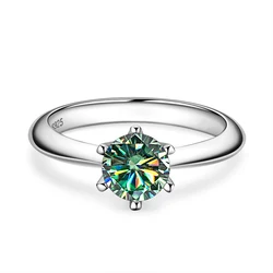 Elegant Certified Moissanite Solitaire Ring for Women - Exquisite Engagement, Promise, and Wedding Jewelry (Blue green)