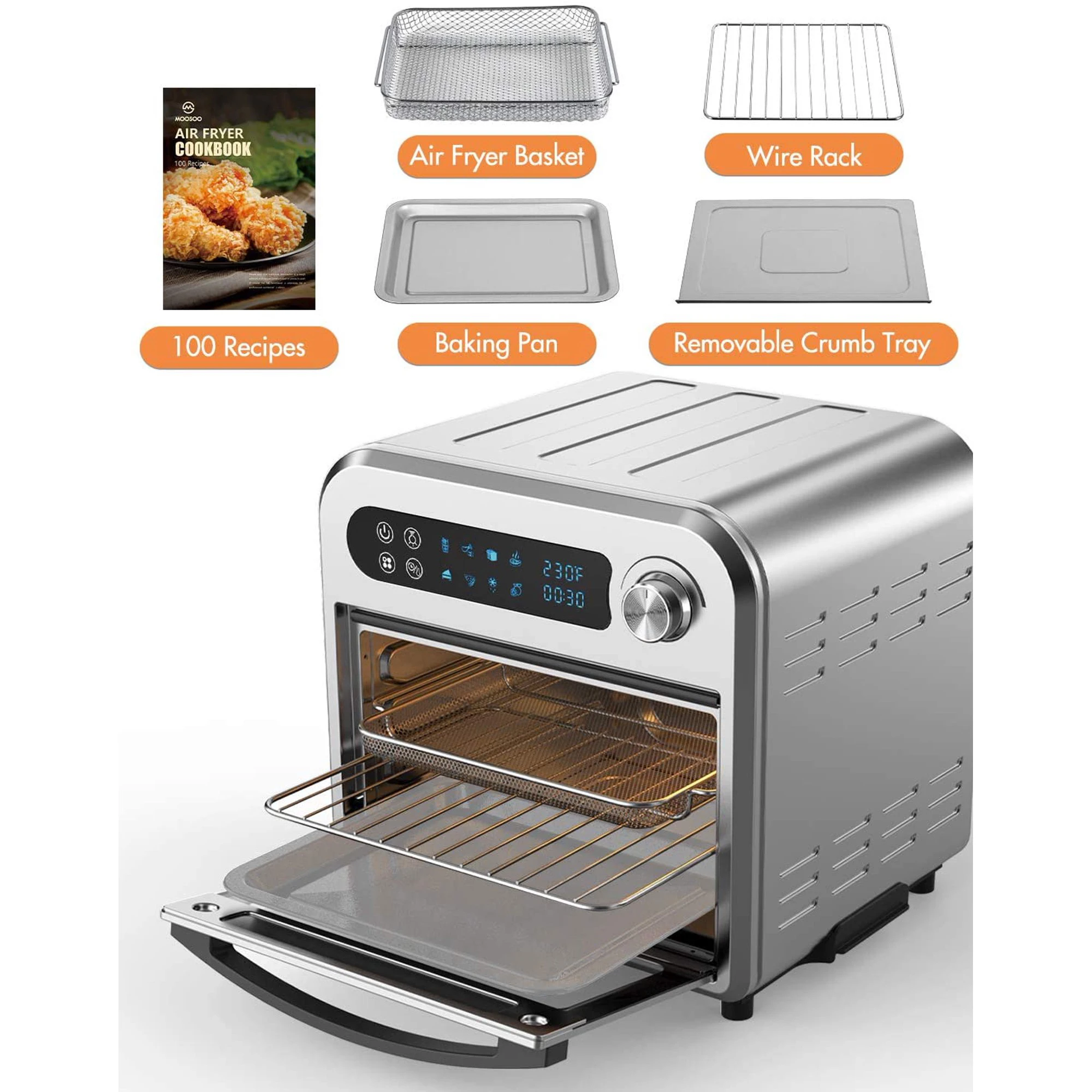 Elite Gourmet 10L Digital Air Fryer Oven, 7 Preset Functions