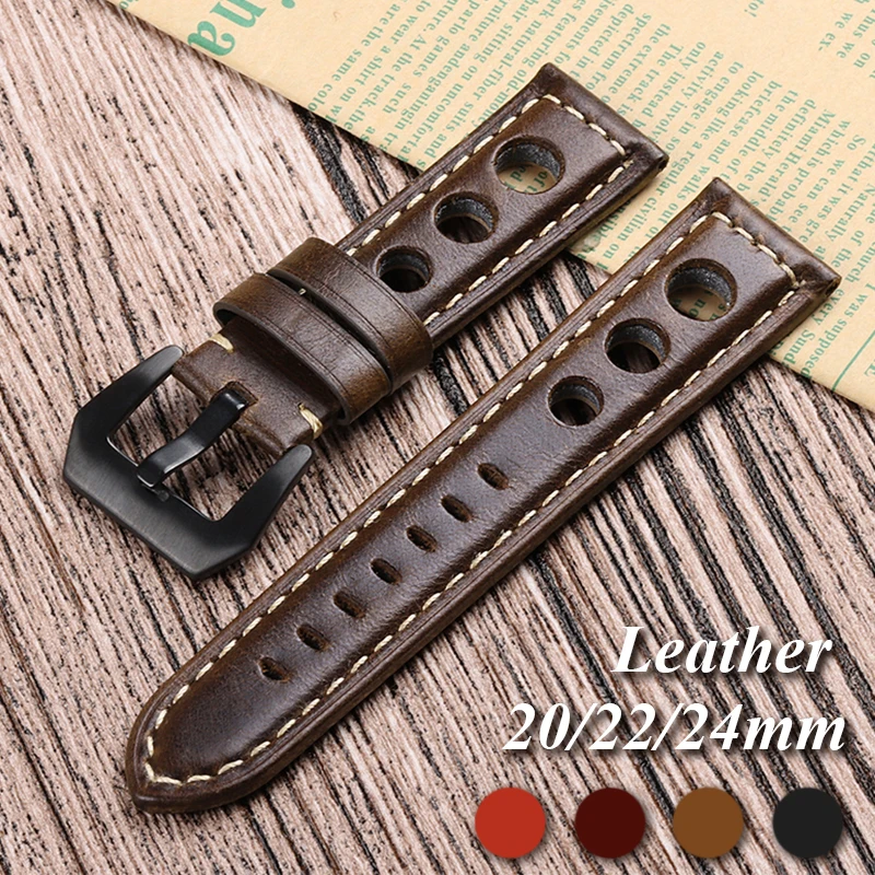 Vintage Cowhide Leather Watch Strap with Pin Buckle - Fashionable Watch Band
