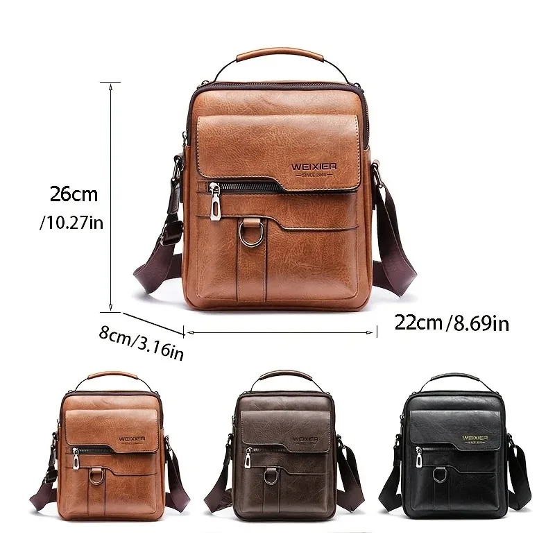 Men's Genuine Leather Crossbody Bag, Waterproof Durable Shoulder Bags, Vintage Handbags Business Messenger Bag for Men Bolso