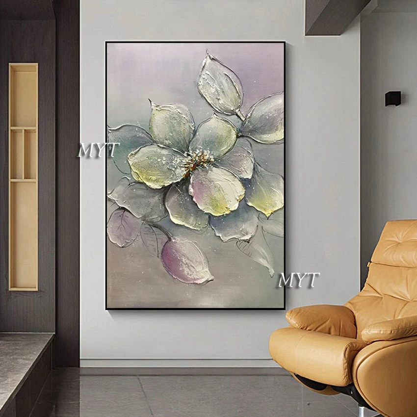 

Unframed Palette Knife Original Abstract Flower Painting Decorative Item Canvas Wall Art Picture For Hotel Quality Artwork