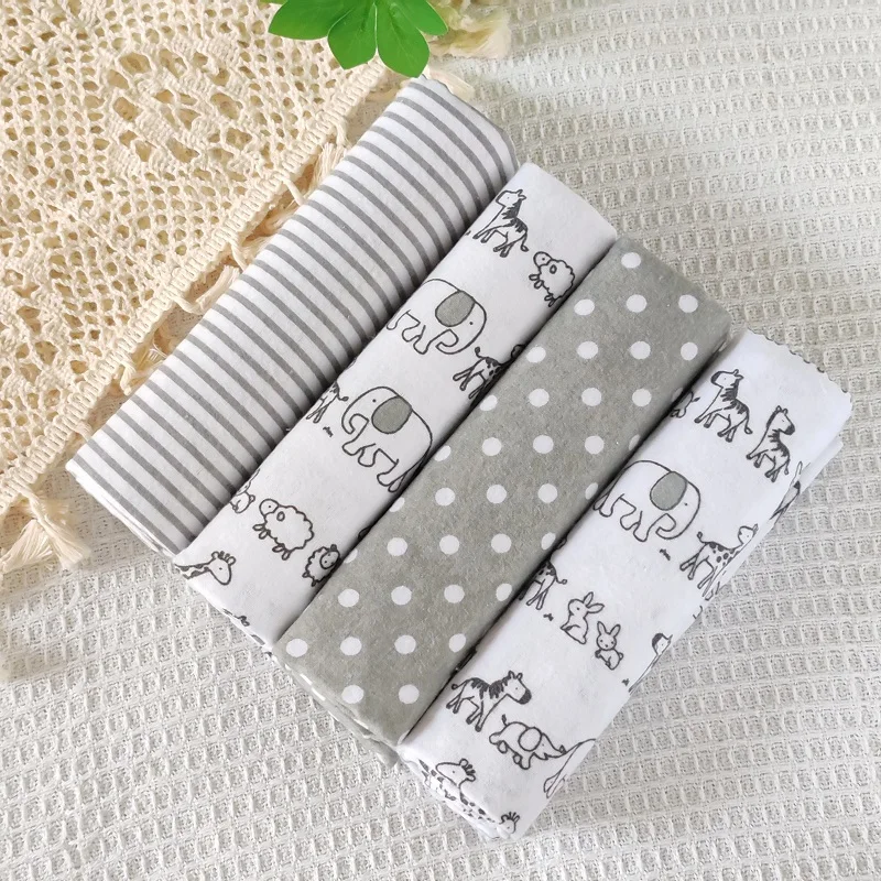 4pcs/pack 100% Cotton Flannel Diapers Supersoft Receiving Baby Blanket Newborn Wrap Cartoon Baby Bedsheet Print Blanket Swaddle 2