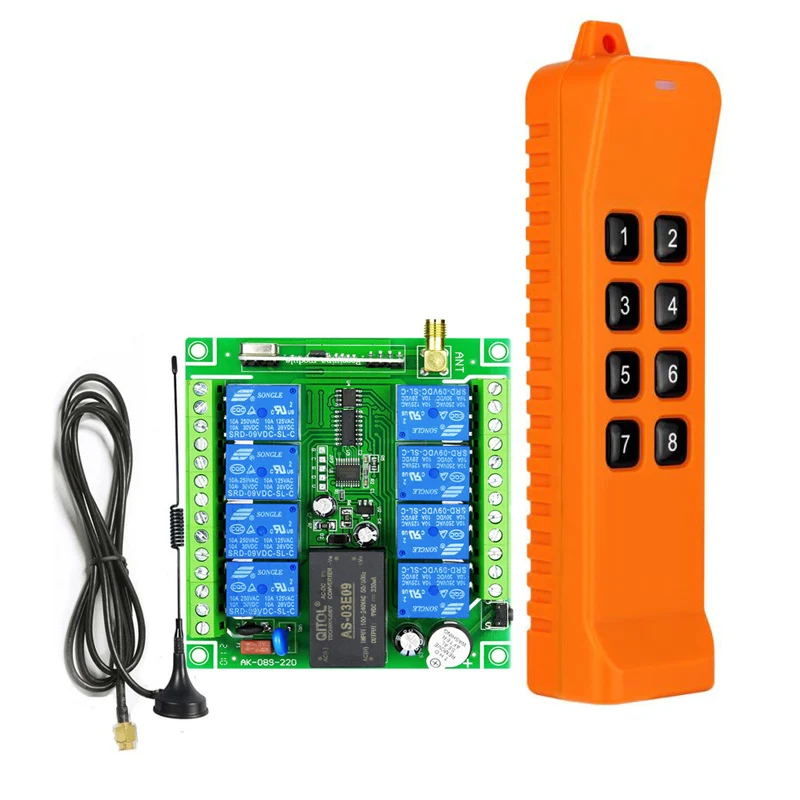 

868mhz Universal AC 110V 220V 10A relay 8CH RF Remote Control Switches Receiver& Transmitters Switch power on/off lighting