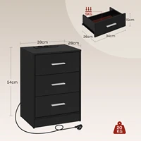 WOLTU Современная тумбочка прикроватная тумбочка с разъемом для зарядки 3-х ящика ночной столик прикроватная тумбочка для спальни гостиной — изображение 6