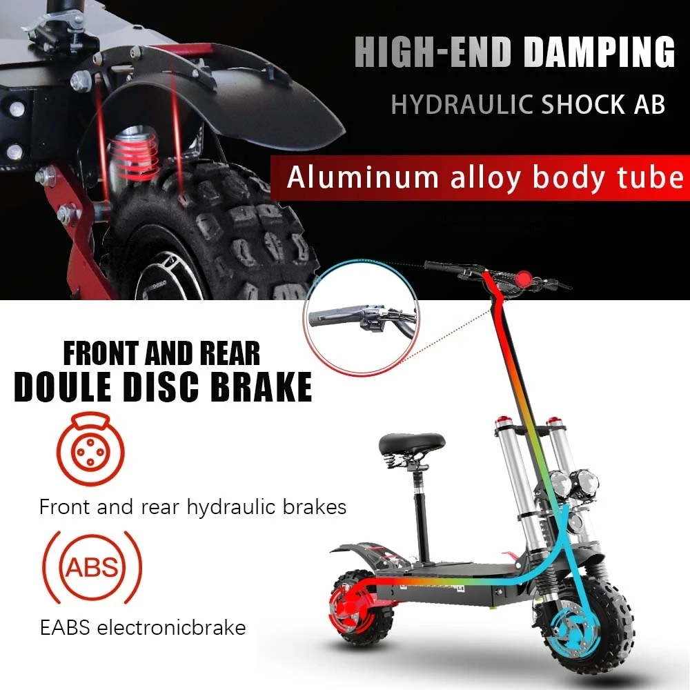 Electric Scooter Super Power Electric Scooter 6000W 72V Dual Motor Electric Scooter Adults 100KM/H Fast Speed 85KM Long Range 26AH/30AH Battery