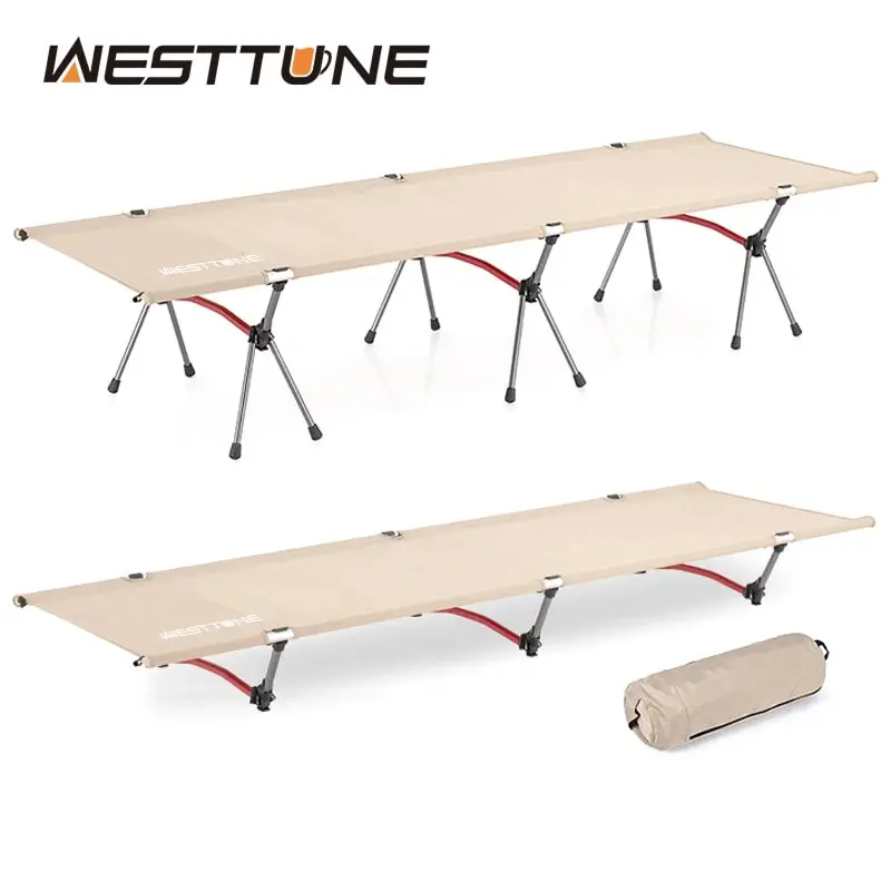 WESTTUNE Camping Cot Portable Folding Bed Ultralight Aluminum Alloy Sleeping Cot for Outdoor Hiking Backpacking Travel