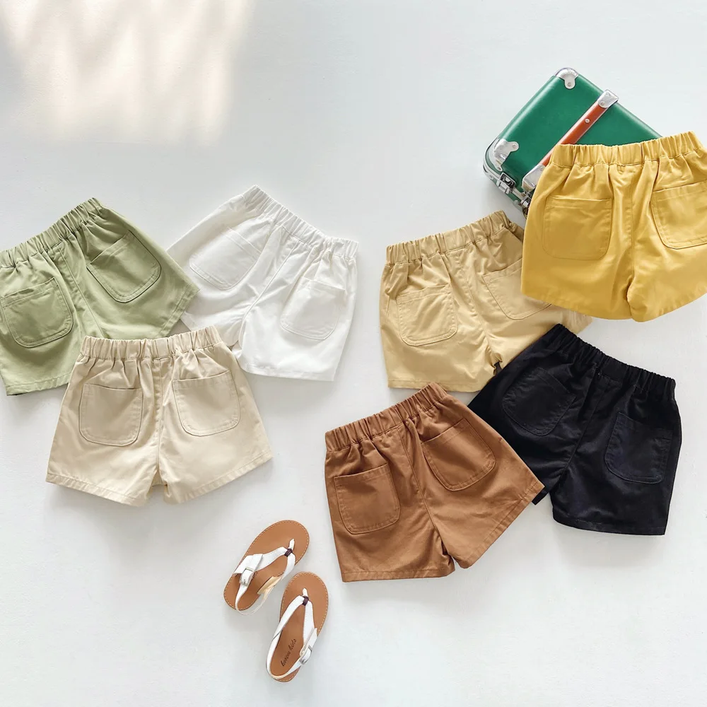 Boys Shorts Summer Korean Children Shorts Casual Overalls for Kids Boy Loose Girls Pants Solid Color Toddler Trousers