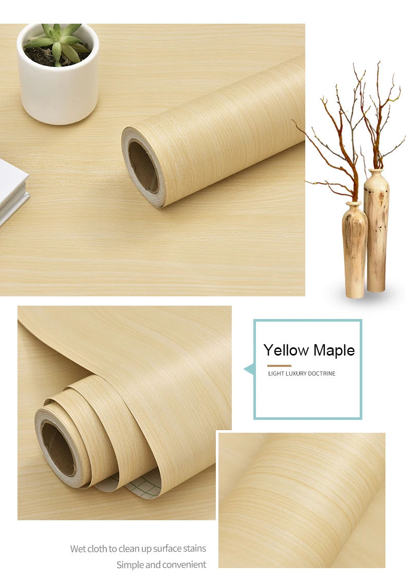 Sfee1eefb7a924d7283a1ae7b0c9acd38k Waterproof Self Adhesive Wallpaper Roll Furniture Cabinets Vinyl Decorative Film Wood Grain DIY Wall Stickers For Home Decor Mallzona