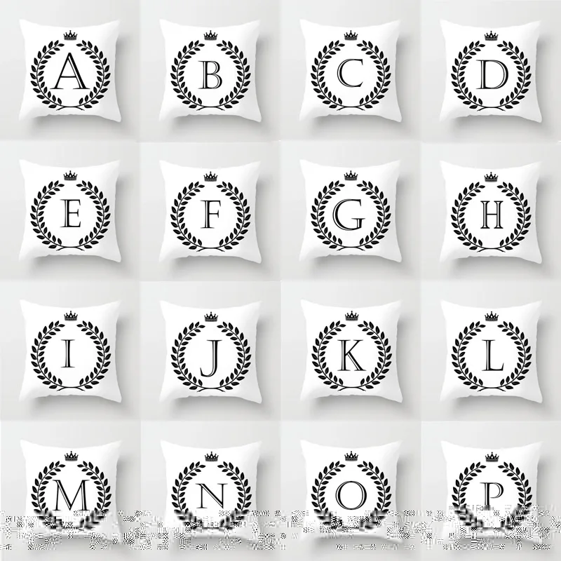 

26 Letters Cushion Cover Decorative Pillowcase 26 Letter Crown Pillow Case Cover Child Alphabet Letters Cushion Cover Pillow