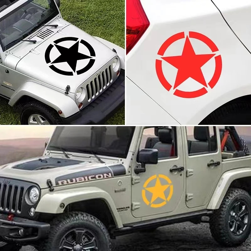 

Пятиконечные наклейки для стайлинга автомобиля для Wrangler и других аксессуаров 4x4, водонепроницаемые виниловые наклейки со звездами
