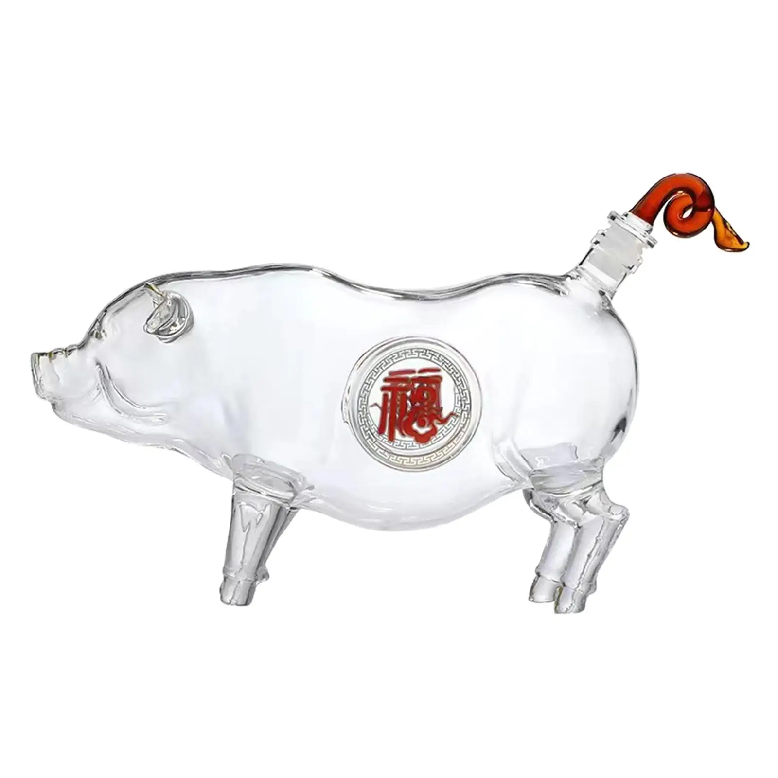 Pig Shape Decanter Glass Liquor Decanters Clear Novelty for Spirits Unique Drink Dispenser Wine Bottle for Anniversary Gift