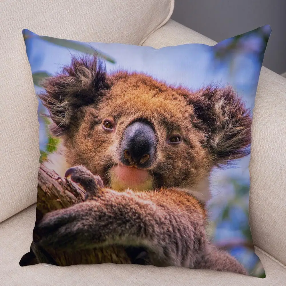 Bedroom Living Room Decor Pillowcase Cute Australian Koala Cushion Cover Wildlife Pattern Print 5