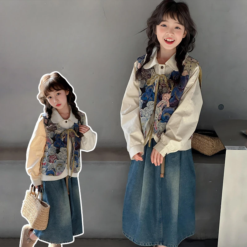 

Юбка для маленьких девочек, одежда для детей, новинка 2024, весенне-летнее платье, простая повседневная Стильная универсальная модная детская одежда, юбка