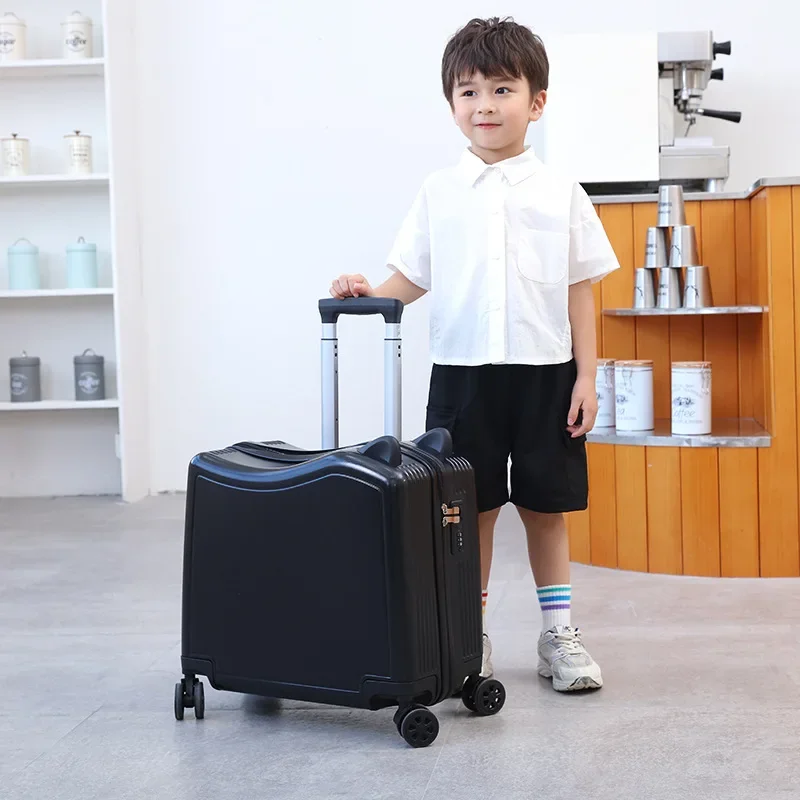 Children's Luggage Girl's 20-Inch Small Lightweight Cute Password Leather Suitcase Riding Trolley Case Universal Wheel