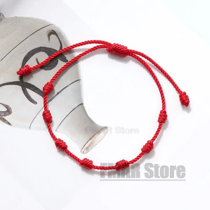 Bracelet jewelry Handmade 7 Knots Red String Bracelet For Protection Lucky Amulet And Friendship Braid Rope Wristband 4pcs/set