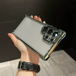 Enhanced Shockproof Transparent Soft Case with Lens Film Protection - Samsung S22Plus (Green)