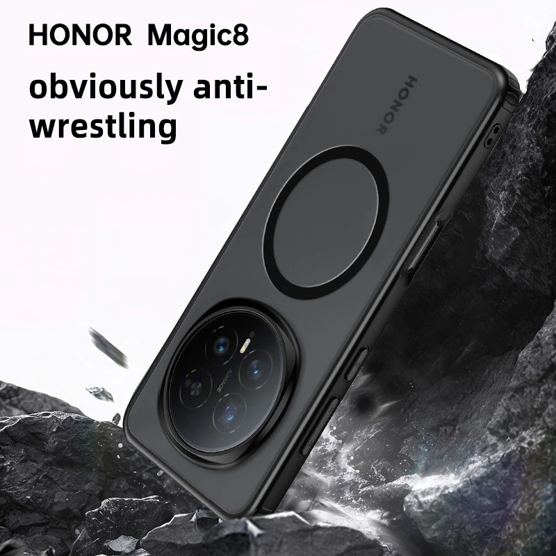 Magnetic Translucent Matte Hard PC Shockproof Case - Semitransparent Back Cover