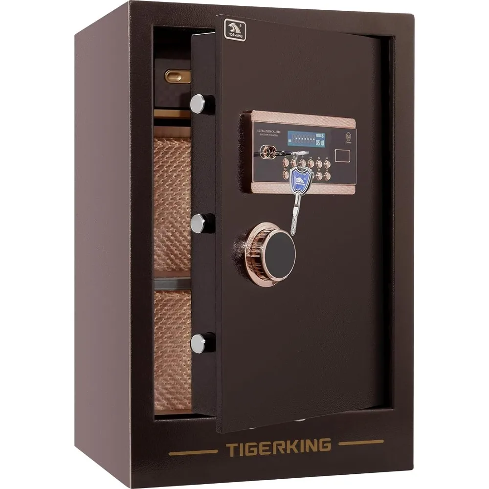 

TIGERKING Burglary Digital Security Safe Box for Home Office Double Safety Key Lock and Password Safes 3.47 Cubic Feet