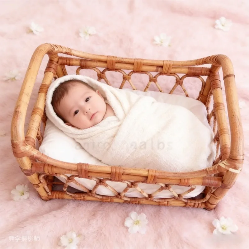 Vine Ingot Chair Newborn Props Studio Photography Shooting Furniture Essential Baby Photography Supplies Photo Tool for Shoots