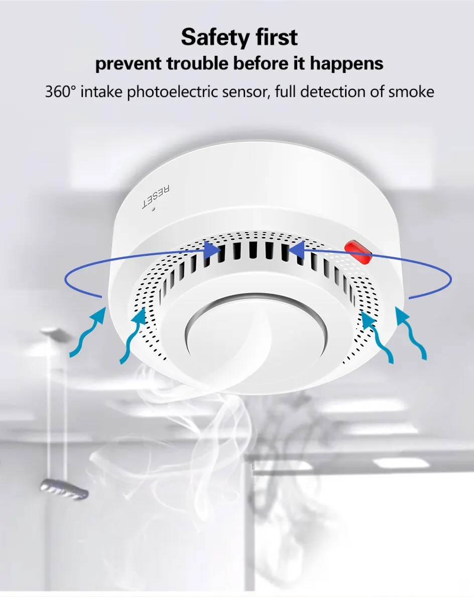 Tuya zigbee inteligente detector de fumaça proteção proteção alarme fumaça proteção contra incêndio para sistema de segurança em casa através do aplicativo vida inteligente