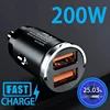 100W/200W QC3.0 PD Mini Car Charger 12-24V Lighter Fast Charging Car USB Type C Charger for Xiaomi Samsung Huawei iPhone Power 1