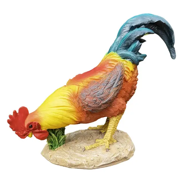 Gallo Decorativo Da Giardino In Plastica - Statua Realistica Con Picchetto Per Esterni