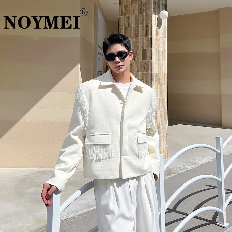 

NOYMEI Personalized Tassel Polo Jacket Fashionable Small Fragrant Fleece Short Coat Autumn Fashion Men Solid Color Tide WA3164