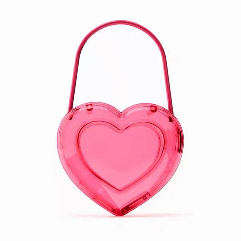 Акриловый вечерний клатч, женская сумка-футляр в виде сердца, роскошная дизайнерская сумка, кошелек, новинка 2024, модная Милая прозрачная мини-сумка-тоут