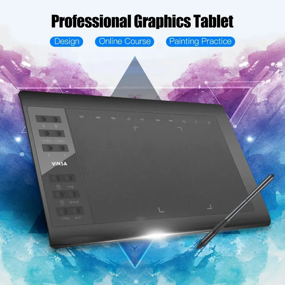 Tavoletta grafica da disegno TEROW, tavoletta da disegno digitale da 10 x 6 pollici con staffa e 8192 livelli stilo per PC/Mac/Android 5.0 per disegno e insegnamento online, blocco da disegno e