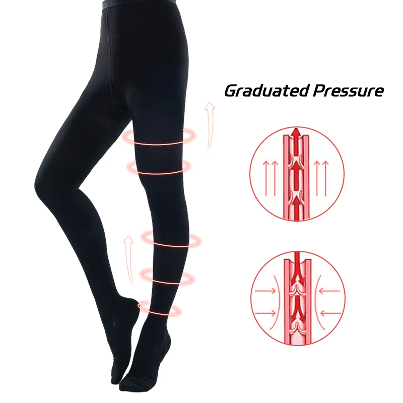 Plus Size Thights Medical Compression Pantyhose Stockings for Varicose  Veins 23-32mmHg Grade 2 Pressure Support Pantyhose Closed Toe Socks