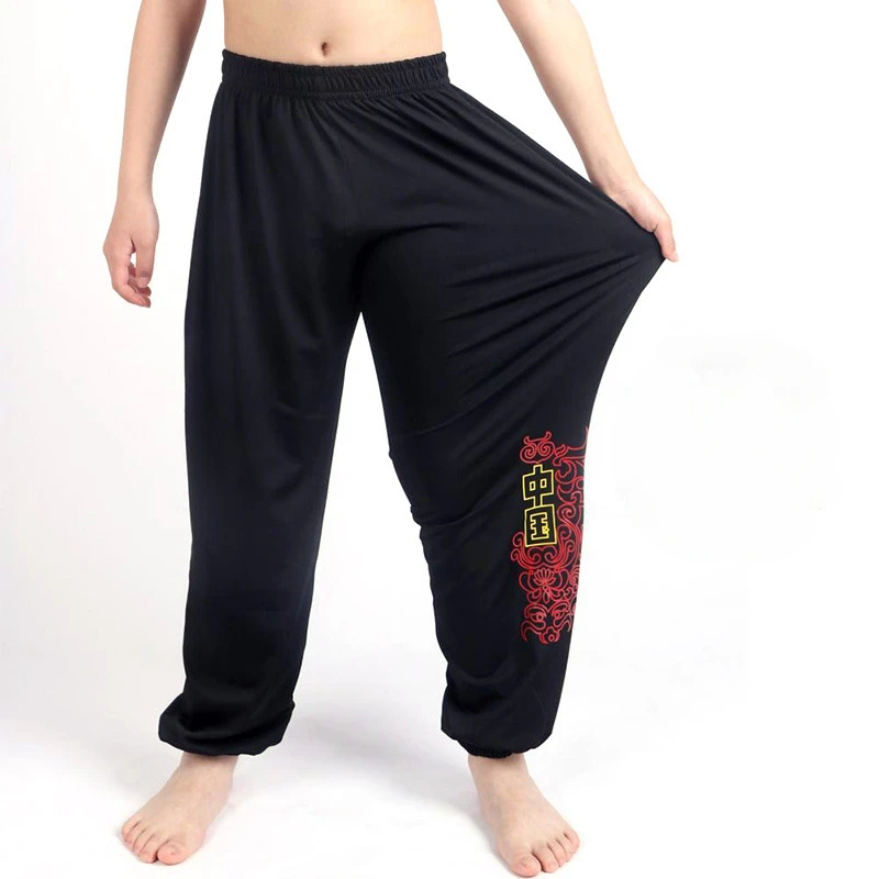Martial Art Trousers Tai Chi Trousers Kung Fu Pants Wing Chun Tai Chi Clothing Martial Arts Yoga Pants Men Loose Wushu Artes Marcia Black