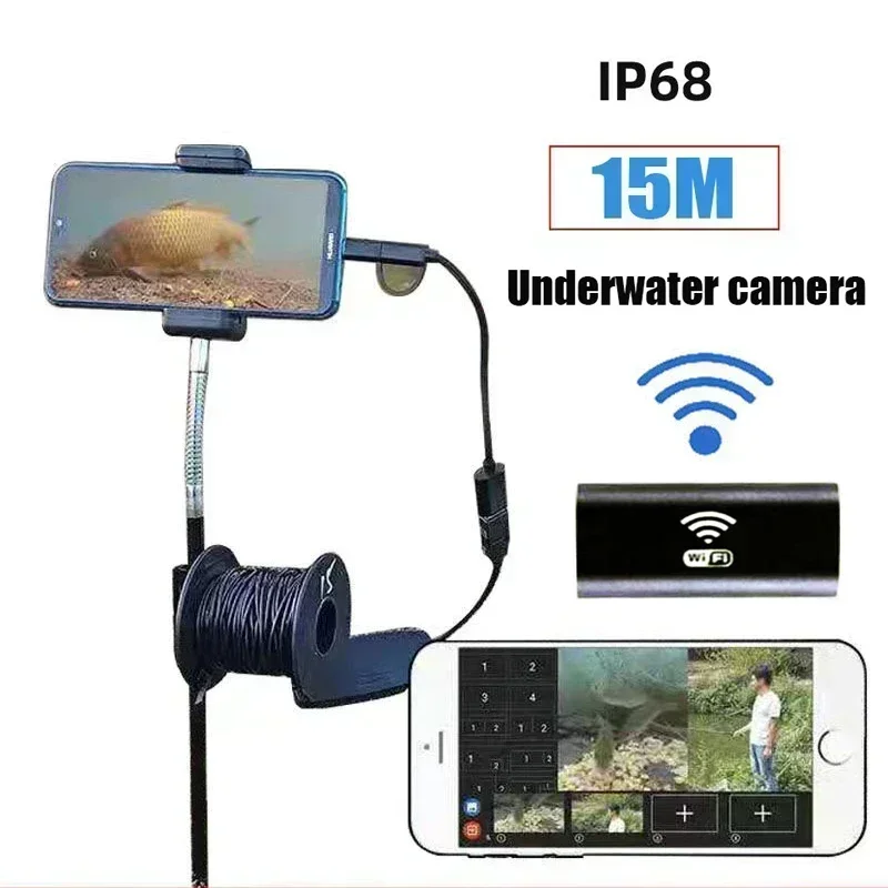 15M HD underwater camera 5 mega-pixel visual fishing device IP67 waterproof mobile phone tablet 8LED illuminated fish finder