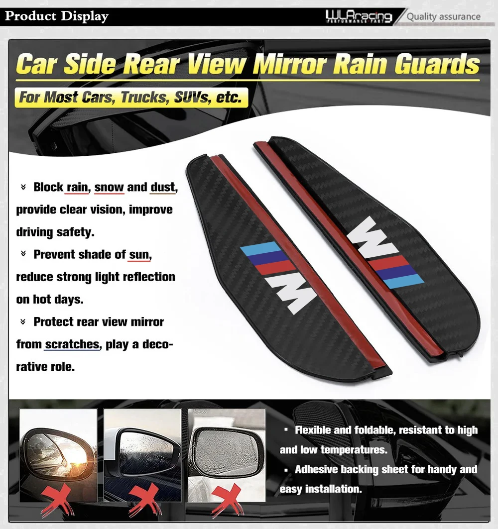 2PCS of General Motors rearview mirror rain cover carbon fiber For BMW M E34 E36 E60 E90 E46 E39 E70 F10 F20 F30 X5 X6 X1 M3 M5