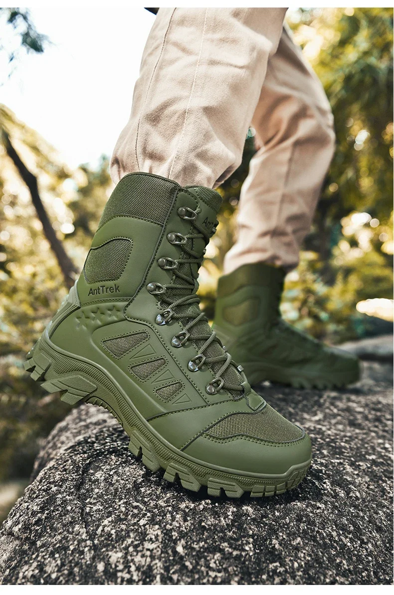 Men Military Tactical Boots Army Boots High Quality Male Climbing Hiking Shoes Lace Up Women Camping Safety Ultrallight Unisex