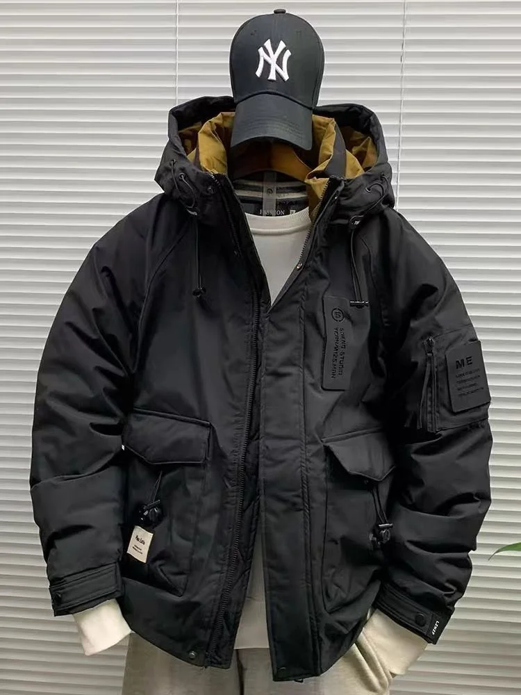 2024 New Men's Parka down Jaet Thiened Warm Casual Loose Fit White Du Feather Workwear Sle Windproof Youth Faion