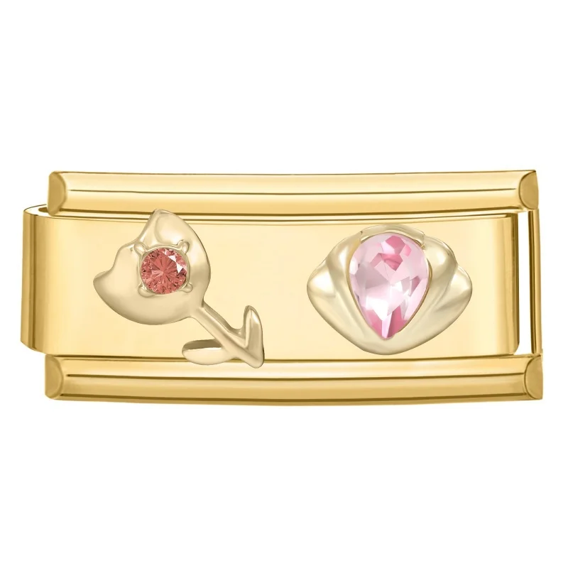 Charming Gold-Tone Sweet Flowers & Butterfly Heart Bracelet
