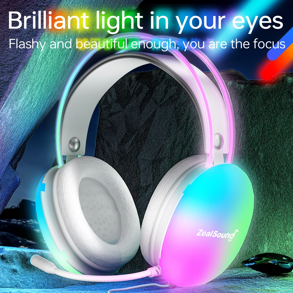 RGB USB Gaming Headset with Mic - Surround Sound Over-Ear Design