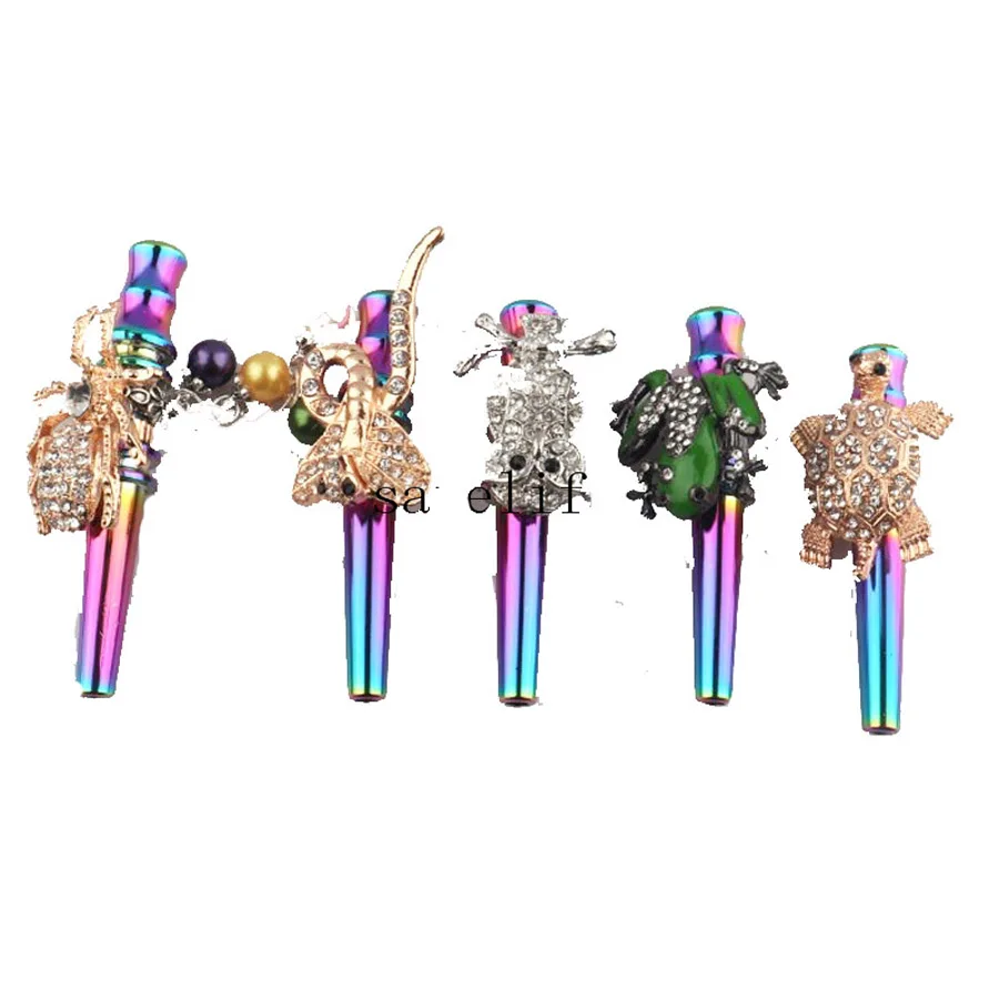 무딘 홀더 아연 합금 물 담뱃대 입 팁 Shisha Narguile 필터 물 담뱃대 마우스 피스, 수제 상감 보석 합금 입 팁