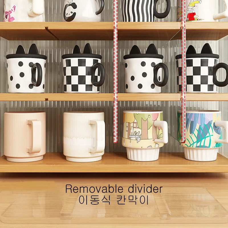 Countertop Drinking Cup Storage Cabinet Multi-layer Rack Water Cup Bamboo Storage Box Wine Glass Rack Mug Coffee Cup Rack 3
