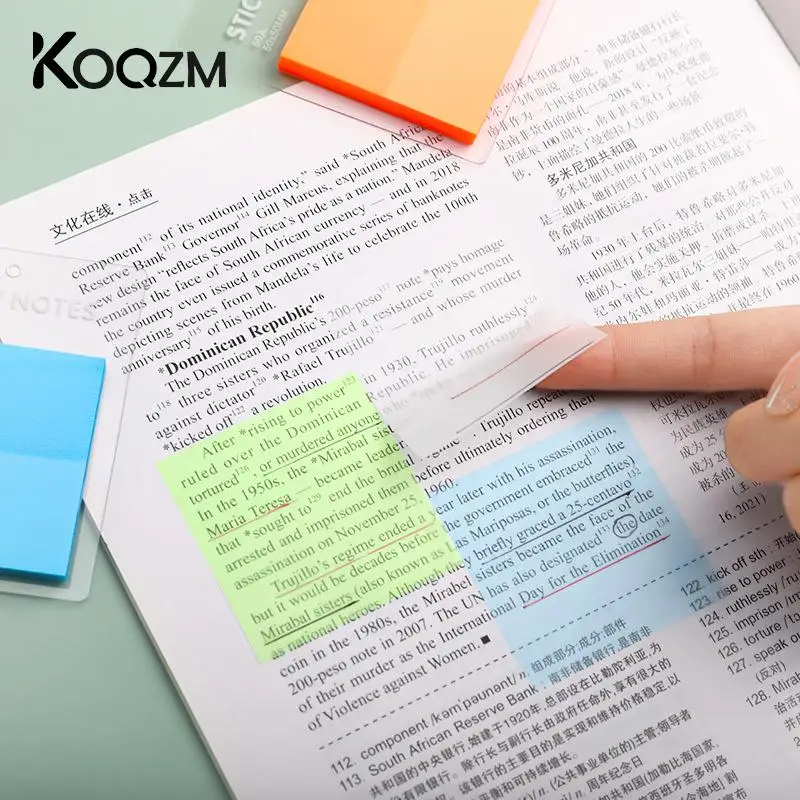 투명 스티커 메모 패드, 방수, 다채로운 색상, 자체 접착 메모, 메시지 알림, 사무실, 학교 용품, 1 개