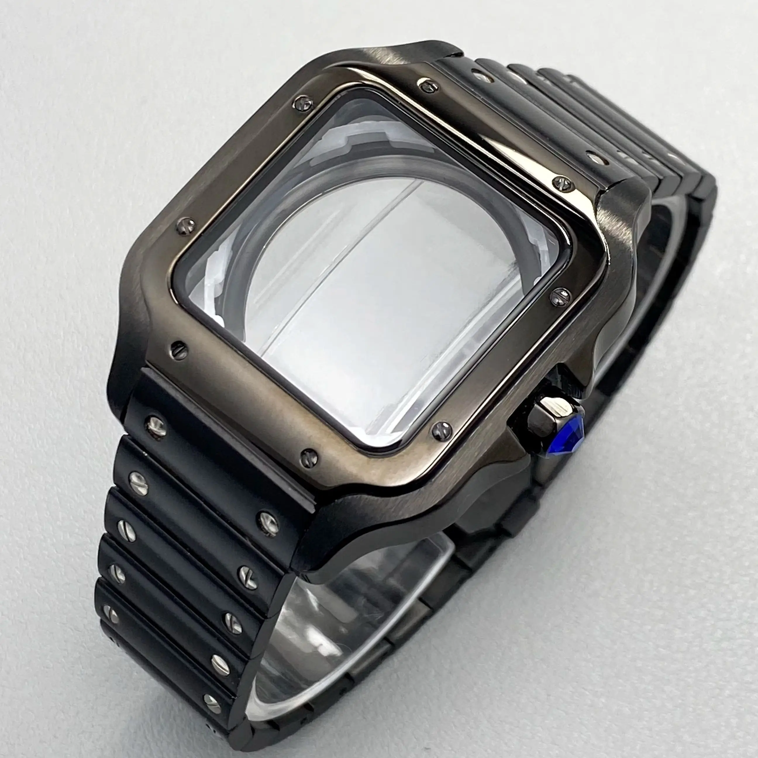 PVD Black Stainless Steel Square Watch Case - 38mm