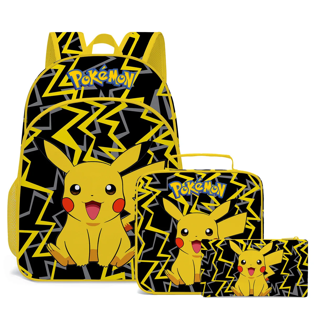 

3pcs/set Cartoon Pokemon Primary School Bags Pikachu Pocket Monster Backpack for With Pen Bag Kindergarten Mochila Kids Gifts