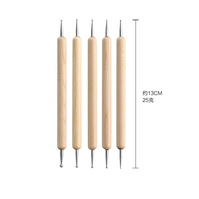 1 ensemble d'outils de Sculpture de points de poterie, stylo en forme d'argile polymère en acier inoxydable, boule métallique, Sculpture en argile, outils de décoration en céramique pour bricolage 6