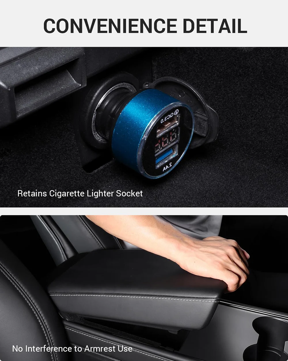Für Tesla Modell 3 Highland Modell Y 2020-2024 Mittelkonsole Beflockung ABS Fach Organizer Zentrale Armlehne Untere Lagerung box – Detail 5